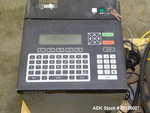Used Video Jet Maxum Large Character Case Coder. Dual Module unit capable of printing single to four lines of print. Character size: 3/8" to 2-1/4" in a choice of 5 x 7 or 10 x 16 dot matrix.Coding c...