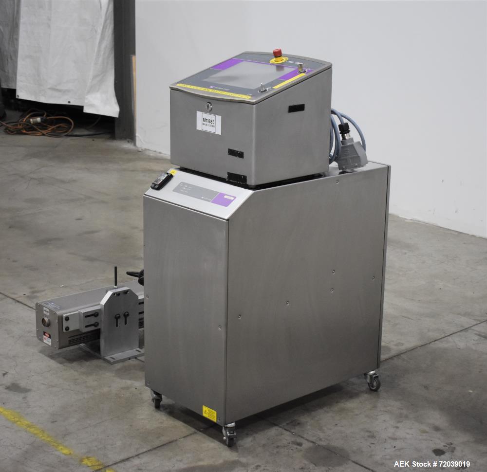 Used Markem-Imaje Laser Coder, Type 7031. Production line speed maximum 300m/min. Marking speed maximum 1,000 characters/s. Character height 1 to 100mm, no limit on number of text lines. Includes mod...