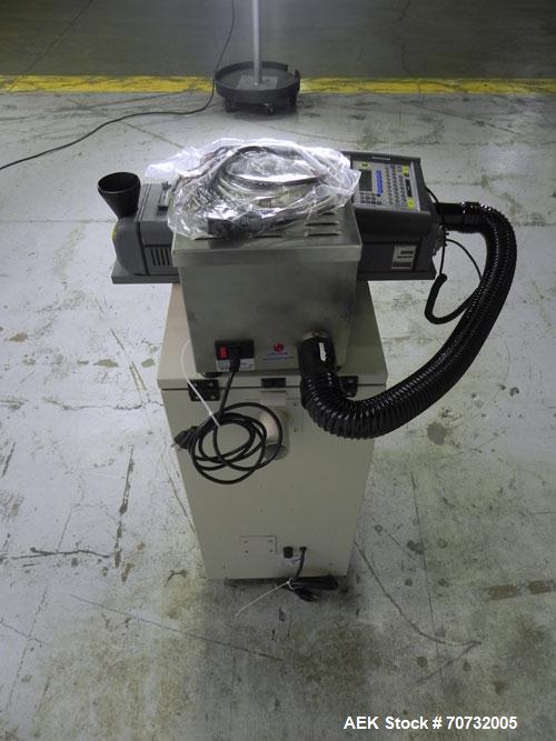 Used Markem Model SmartLase 110 Laser Printer. Capable of speeds up to 400 characters per second. Unit includes Fumex air purifier. Machine has a wave-length rating of 9.3M. Machine can code 1-4 line...