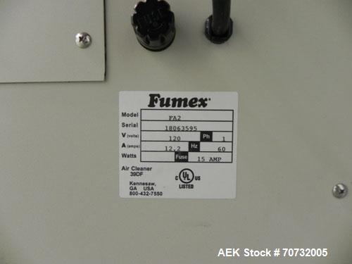 Used Markem Model SmartLase 110 Laser Printer. Capable of speeds up to 400 characters per second. Unit includes Fumex air purifier. Machine has a wave-length rating of 9.3M. Machine can code 1-4 line...