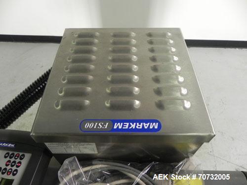 Used Markem Model SmartLase 110 Laser Printer. Capable of speeds up to 400 characters per second. Unit includes Fumex air purifier. Machine has a wave-length rating of 9.3M. Machine can code 1-4 line...