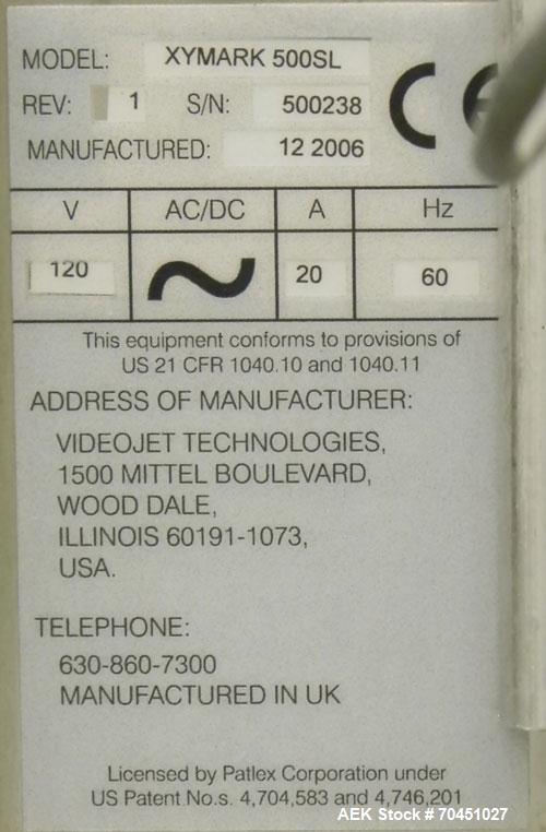 Used Video Jet Model XYMARK 500SL (3410) High Speed Steered-Beam Laser Coder