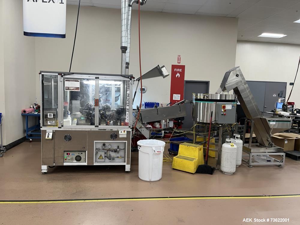 Used Apex C-500 Automatic Rotary Plastic Tube Labeler & Printer – Up to 150 Tubes/Minute with UV Curing