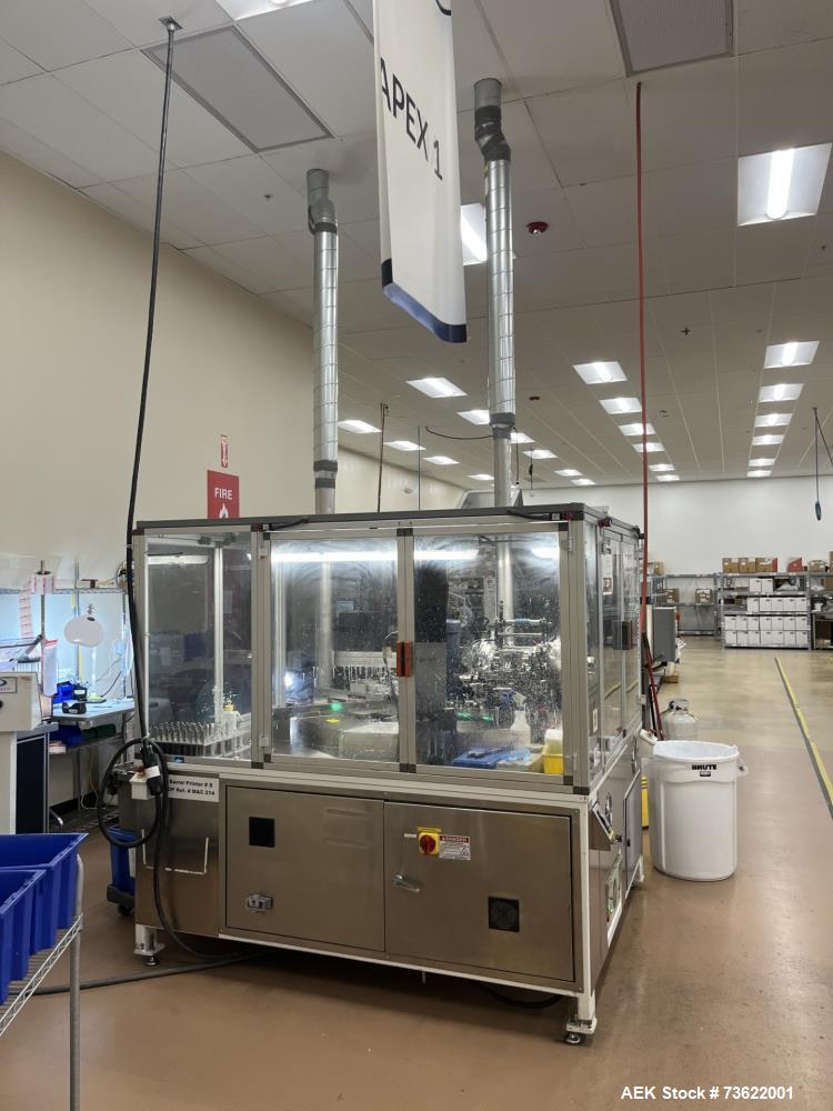 Used Apex C-500 Automatic Rotary Plastic Tube Labeler & Printer – Up to 150 Tubes/Minute with UV Curing