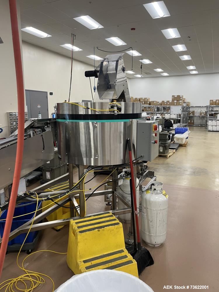 Used Apex C-500 Automatic Rotary Plastic Tube Labeler & Printer – Up to 150 Tubes/Minute with UV Curing