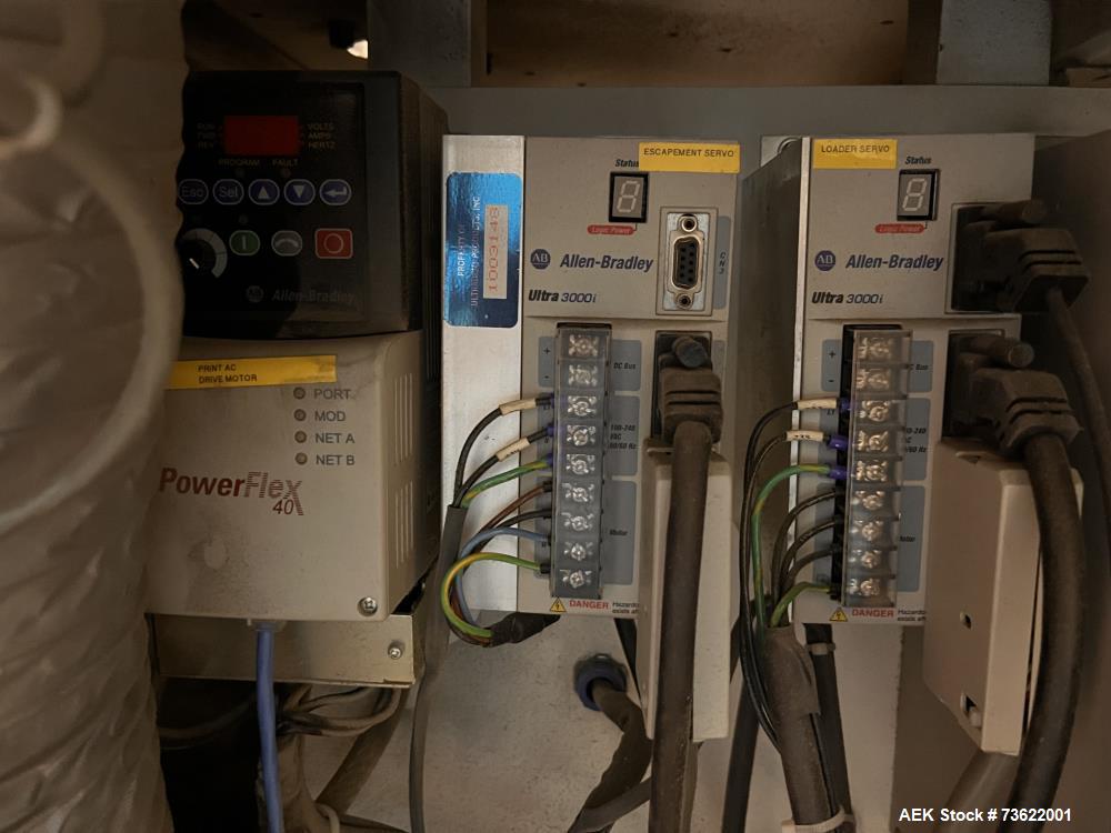 Used Apex C-500 Automatic Rotary Plastic Tube Labeler & Printer – Up to 150 Tubes/Minute with UV Curing