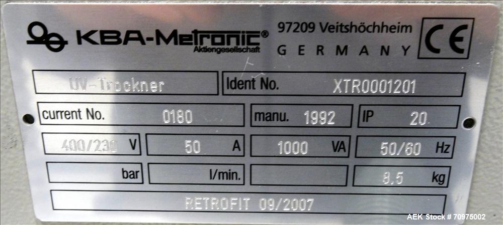 Used KBA Metronic Model VSK 400 UV Folding Carton Flexographic Printer