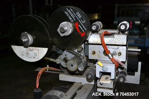 Used Norwood LIS offline stand alone label imprinting system. Capable of speeds up to 150 labels per minute. Imprint areas up to 4" x 4". Standard label reals on 3" inner coder and max 12" diam reel....