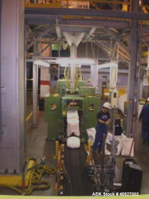 Used Complete bagging line consisting of the following equipment:  Windmoller & Holscher sack and filling machine, Daimant type 7330, capacity 1200 bags per hour @ 20 or 25 kg; Parsons sacking scale,...