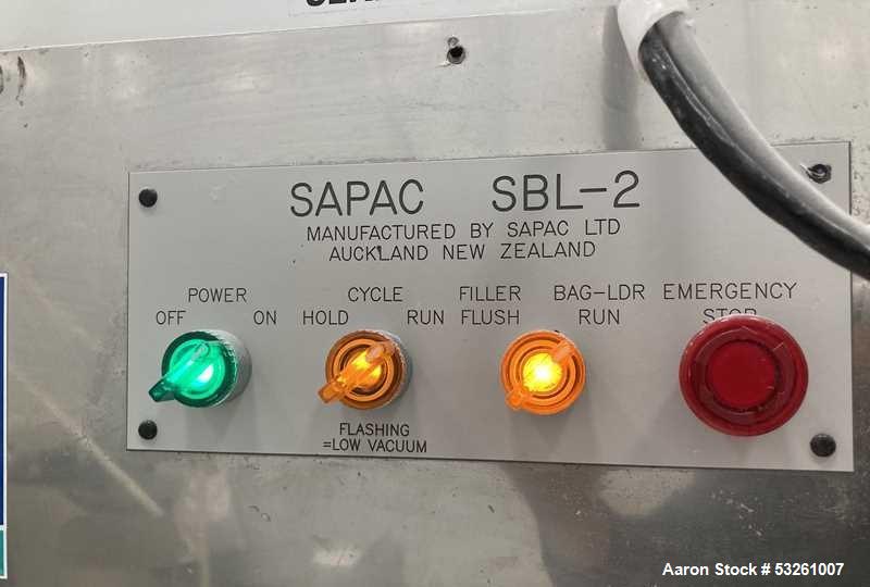 Used Sapac 25/2 Automatic Open Mouth Bag Filling and Sealing System