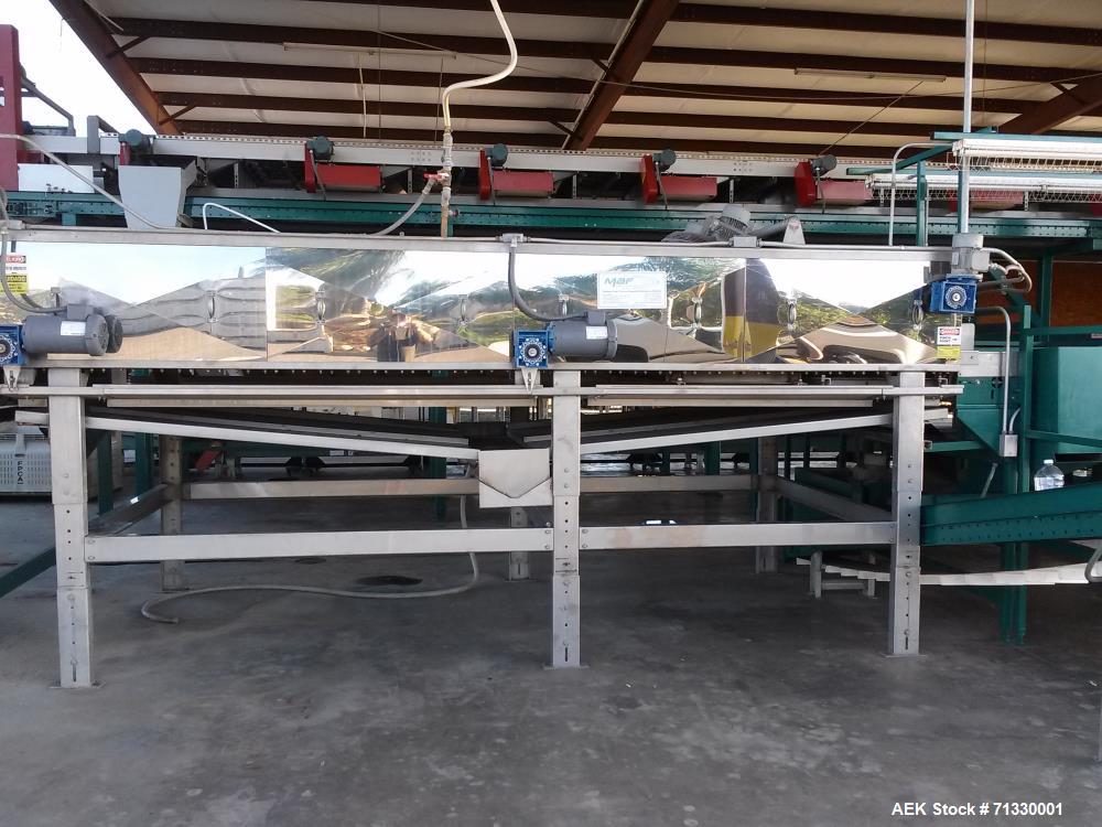 Used Complete Citrus Packing Line. Aweta- Autoline Sizer/Color Sorter. All other components manufactured by MAF Industries. Includes: Bin unstacker, bin stacker, heavy duty bin dump. (3) roller grade...