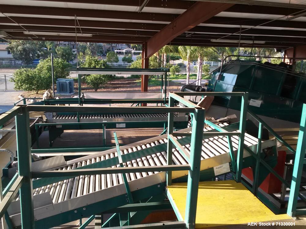 Used Complete Citrus Packing Line. Aweta- Autoline Sizer/Color Sorter. All other components manufactured by MAF Industries. Includes: Bin unstacker, bin stacker, heavy duty bin dump. (3) roller grade...