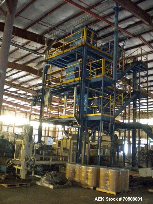 Used Chronos Richardson Bulk Bag Filling Line capable of speeds up to 14 bags per minute or 30,000 lbs per hour.  Two systems available consisting of Chronos Richardson Dispensers Model TB320 belt fe...