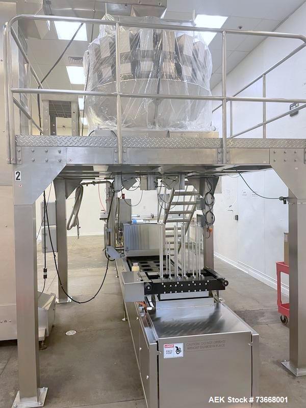 Used Precision PMD Tub and Tray Packing Line with Scale and Labeler