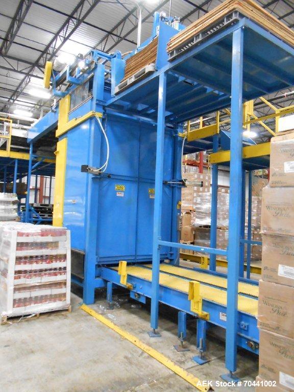 Used Hot Fill Beverage Line capable of up to 600 bottles per minute, comprised of the following equipment: Sentry model 5022 depalletizer; Alliance lowerator; Filler Specialties monobloc 54 head fill...