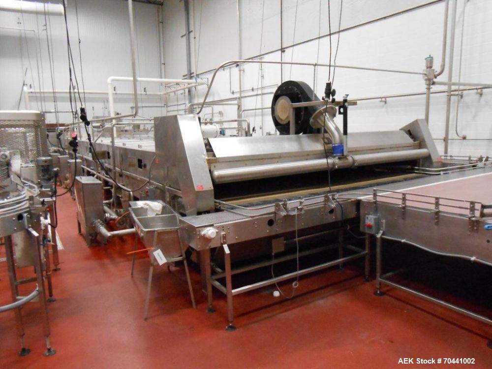 Used Hot Fill Beverage Line capable of up to 600 bottles per minute, comprised of the following equipment: Sentry model 5022 depalletizer; Alliance lowerator; Filler Specialties monobloc 54 head fill...