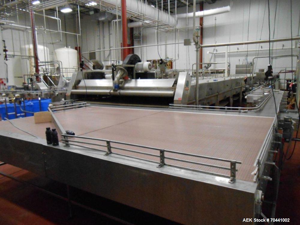 Used Hot Fill Beverage Line capable of up to 600 bottles per minute, comprised of the following equipment: Sentry model 5022 depalletizer; Alliance lowerator; Filler Specialties monobloc 54 head fill...