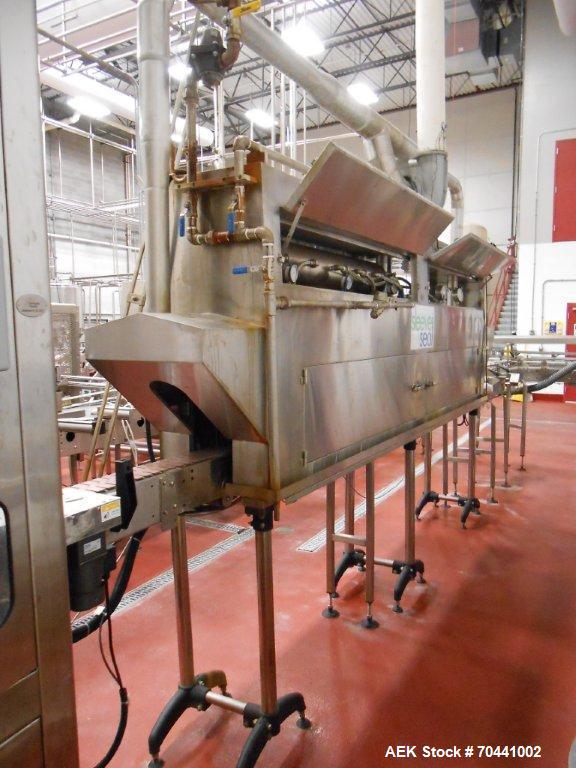 Used Hot Fill Beverage Line capable of up to 600 bottles per minute, comprised of the following equipment: Sentry model 5022 depalletizer; Alliance lowerator; Filler Specialties monobloc 54 head fill...