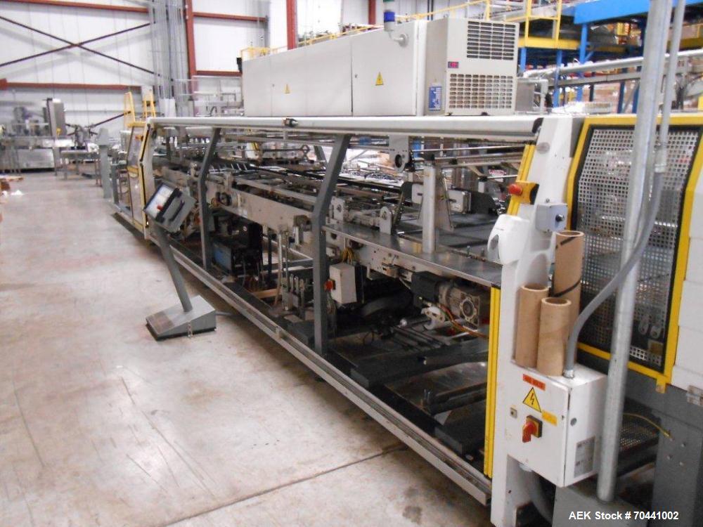 Used Hot Fill Beverage Line capable of up to 600 bottles per minute, comprised of the following equipment: Sentry model 5022 depalletizer; Alliance lowerator; Filler Specialties monobloc 54 head fill...