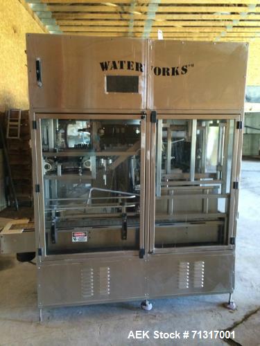 Used Water Works 5 Gallon Bottling Line. 480 bph, automatic system that can prewash, wash, sanitize, rinse, fill and cap 3, 5 and 6 gallon bottles. Up to 3,000 bottles per hour, stainless steel const...