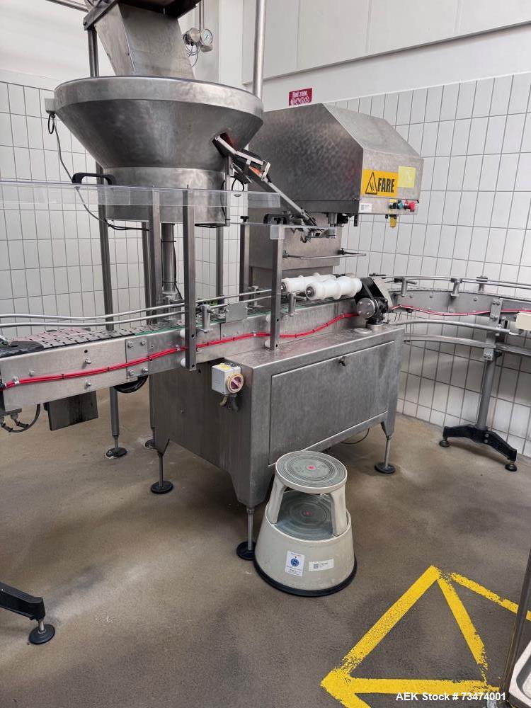 Used Primodan/MSA/Markem HDPE Bottle Filling Line – 1100 BPH, 2L Bottles, Complete with Filler, Capper, Labeler, Palletizer