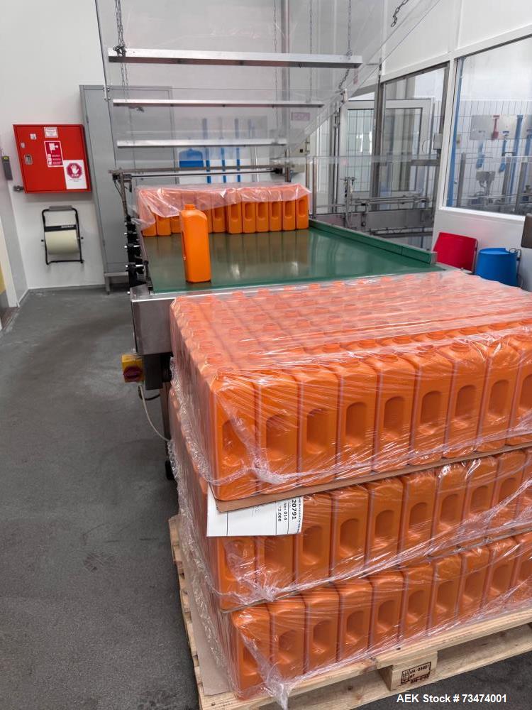 Used Primodan/MSA/Markem HDPE Bottle Filling Line – 1100 BPH, 2L Bottles, Complete with Filler, Capper, Labeler, Palletizer