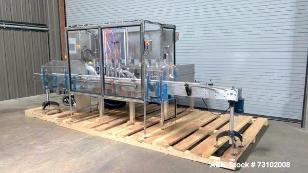 Complete Packaging Line with Piston Filler, 6-Quill Capper, Wrap Labeler & Conveyors