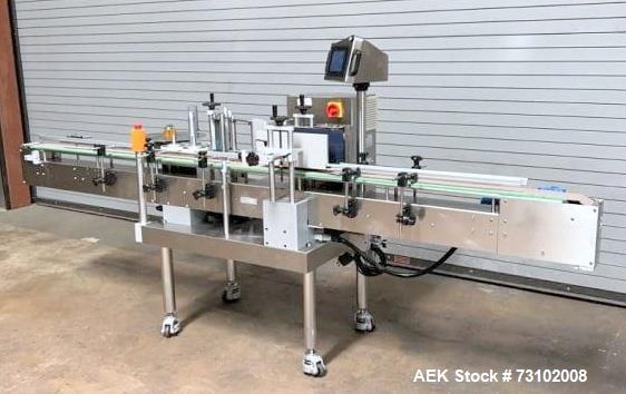 Complete Packaging Line with Piston Filler, 6-Quill Capper, Wrap Labeler & Conveyors