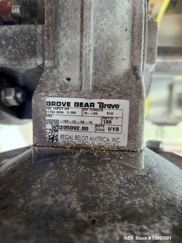 Used Acasi Model Tru-PI-12-V Automatic Inline Piston Filling Line Last Running Sauces. Consists of (2) Acasi Model Tru-12-VS Fillers, Resina Model NRC 40 inline quill capper, Acasi Trucap8-Vib capper...