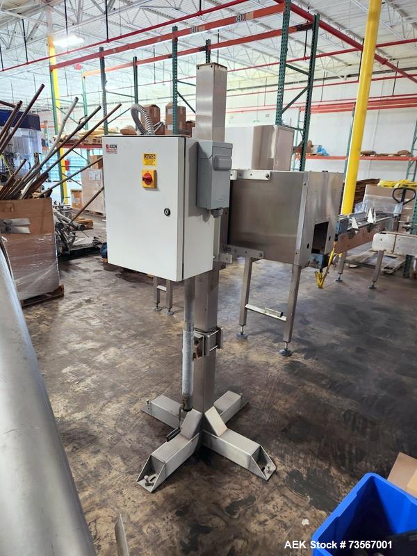 Used Acasi Model Tru-PI-12-V Automatic Inline Piston Filling Line Last Running Sauces. Consists of (2) Acasi Model Tru-12-VS Fillers, Resina Model NRC 40 inline quill capper, Acasi Trucap8-Vib capper...