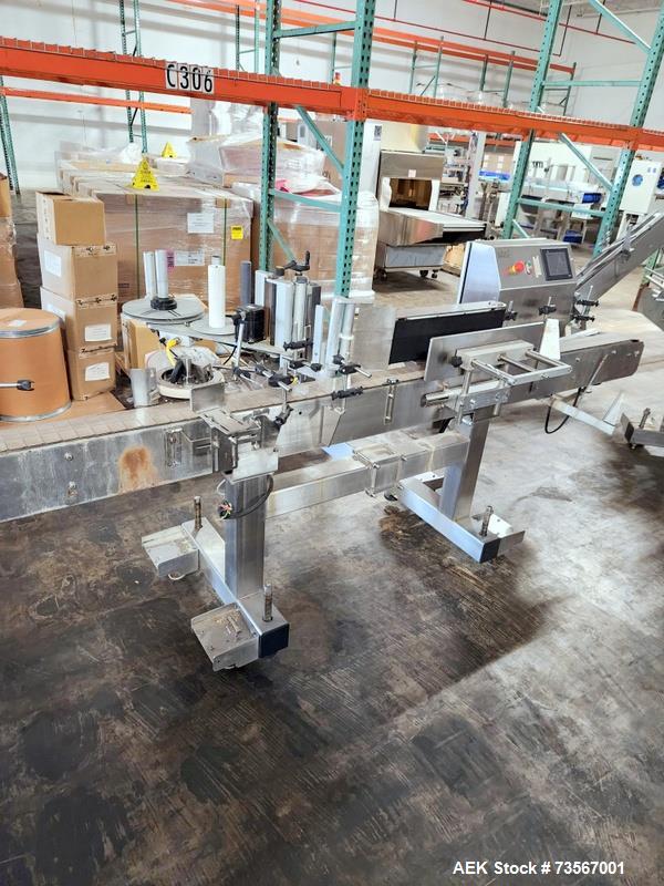 Used Acasi Model Tru-PI-12-V Automatic Inline Piston Filling Line Last Running Sauces. Consists of (2) Acasi Model Tru-12-VS Fillers, Resina Model NRC 40 inline quill capper, Acasi Trucap8-Vib capper...