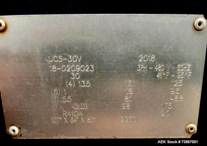 Used Acasi Model Tru-PI-12-V Automatic Inline Piston Filling Line Last Running Sauces. Consists of (2) Acasi Model Tru-12-VS Fillers, Resina Model NRC 40 inline quill capper, Acasi Trucap8-Vib capper...