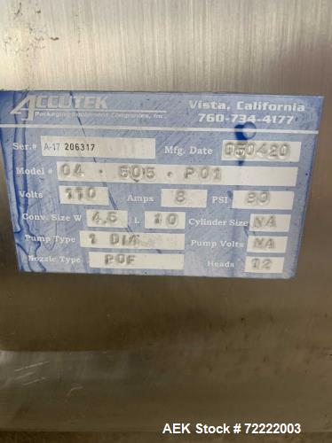 Used Accutek Model APOF-12 Liquid Filling Line