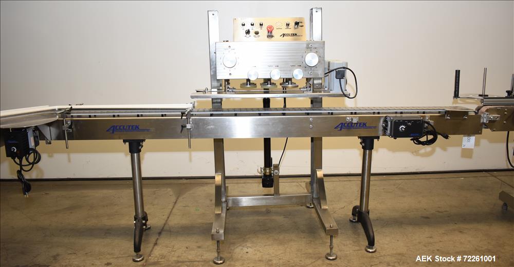 Used Accutek 6 Automatic Vacuum Liquid Filling Line for Glass Containers.