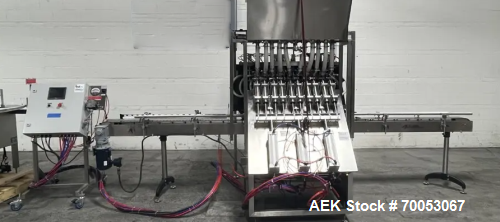 Used Accutek Automatic Piston Filling Line – 10 Head AVF10, Capper, Labeler, Tables – 100 Bottles/Min (2021)