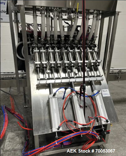 Used Accutek Automatic Piston Filling Line – 10 Head AVF10, Capper, Labeler, Tables – 100 Bottles/Min (2021)