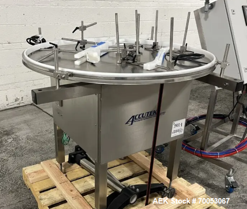 Used Accutek Automatic Piston Filling Line – 10 Head AVF10, Capper, Labeler, Tables – 100 Bottles/Min (2021)