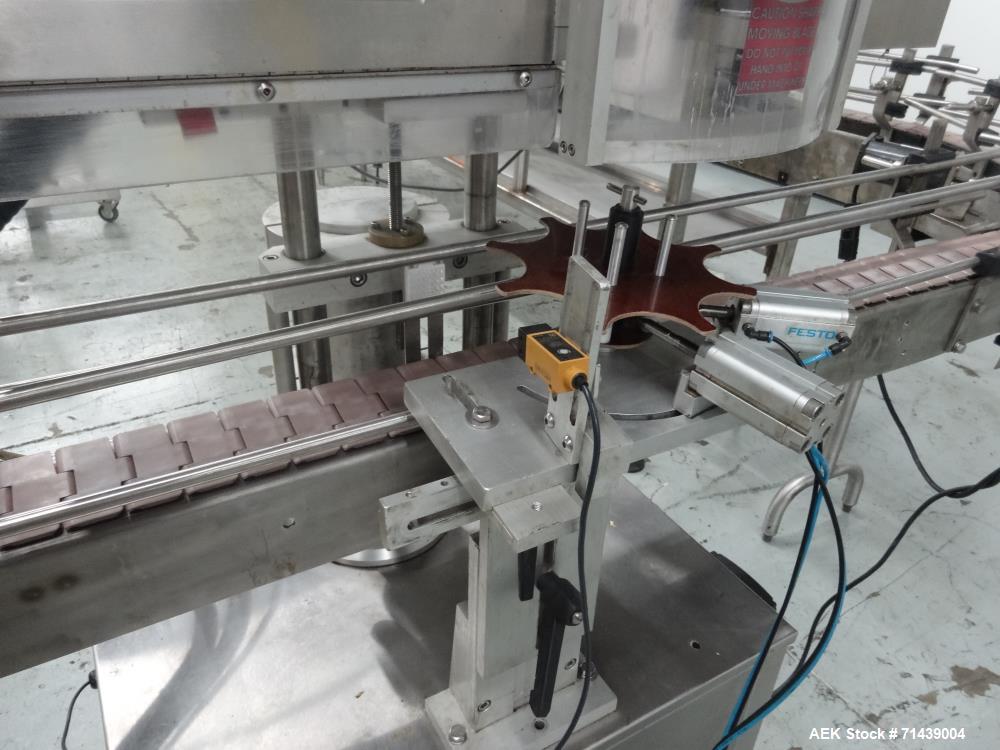 Used Alcoa 8 Head Inline Pressure Gravity Filling And Sleeving Line