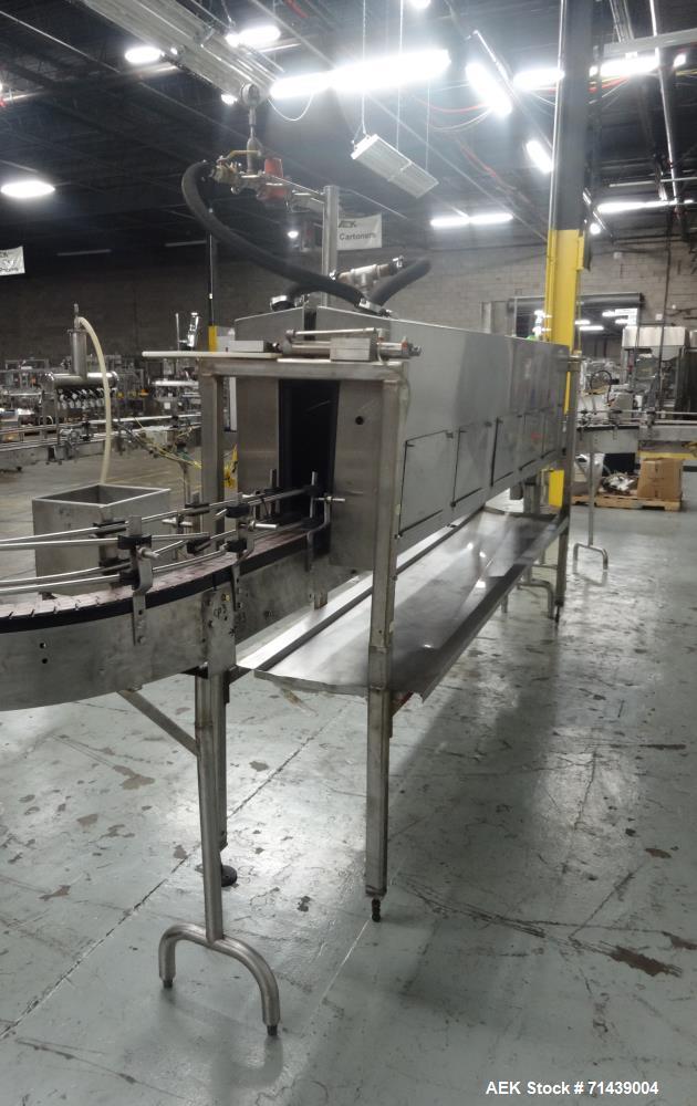 Used Alcoa 8 Head Inline Pressure Gravity Filling And Sleeving Line
