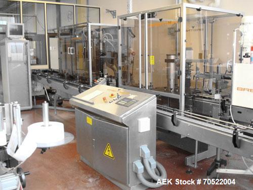 Used Breitner/Geset Bottle Filling Line for conducive liquids.  Maximum output 60-80 objects per minute, 230/400V/50 hz.  Consists of:  (1) Breitner IDL 2065 filling machine, built 1994, with 6 induc...