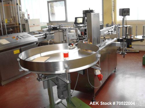 Used Breitner/Geset Bottle Filling Line for conducive liquids.  Maximum output 60-80 objects per minute, 230/400V/50 hz.  Consists of:  (1) Breitner IDL 2065 filling machine, built 1994, with 6 induc...