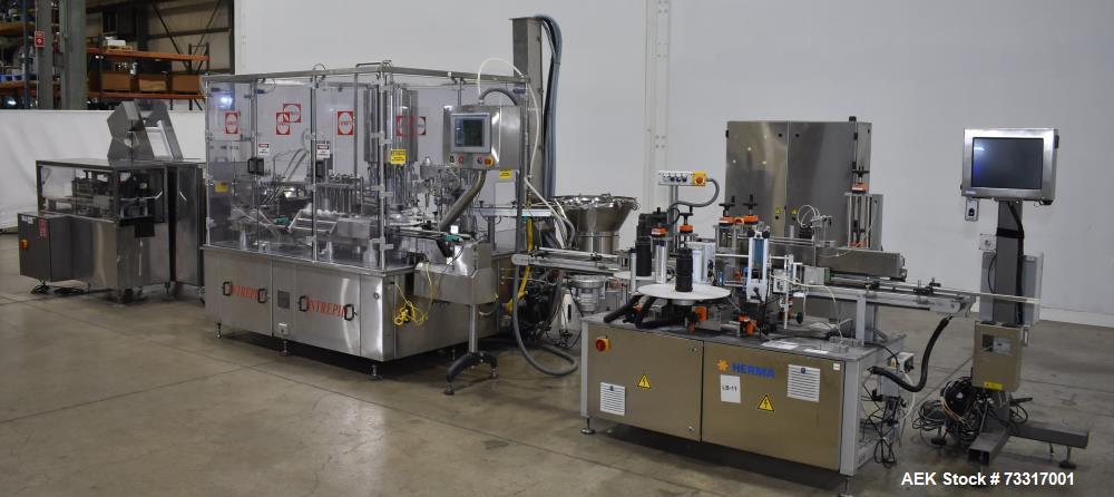 Used Capmatic Intrepid Model 4A/X-PP-222 Monoblock Filler, Plugger & Capper – 60 CPM Capacity