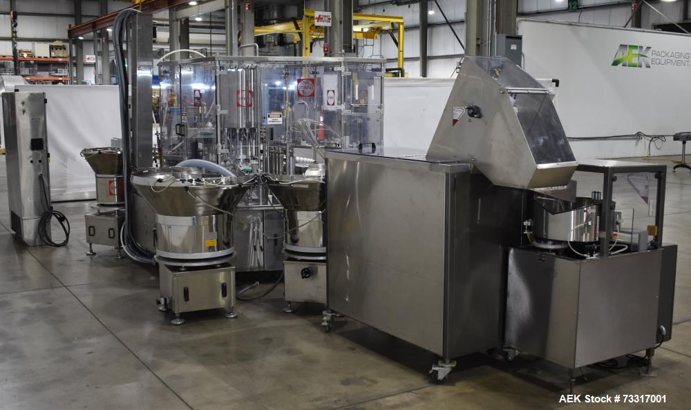 Used Capmatic Intrepid Model 4A/X-PP-222 Monoblock Filler, Plugger & Capper – 60 CPM Capacity
