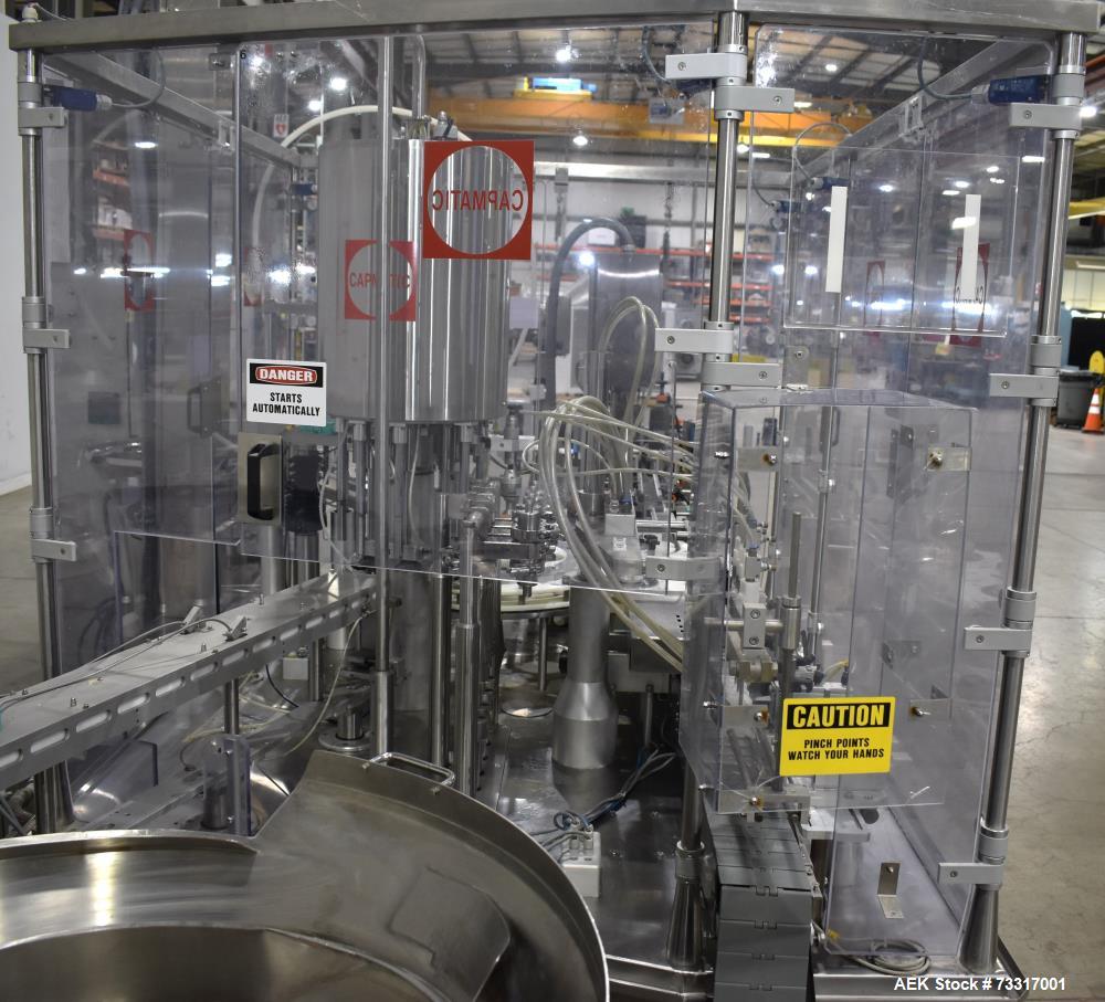 Used Capmatic Intrepid Model 4A/X-PP-222 Monoblock Filler, Plugger & Capper – 60 CPM Capacity