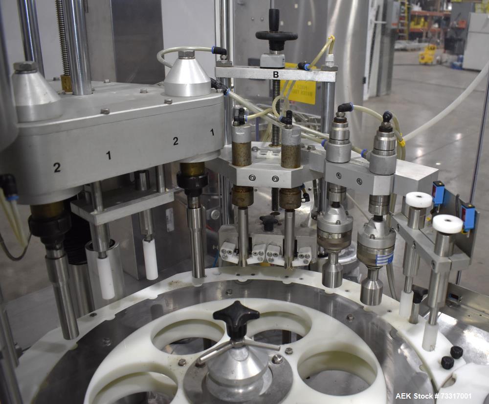 Used Capmatic Intrepid Model 4A/X-PP-222 Monoblock Filler, Plugger & Capper – 60 CPM Capacity