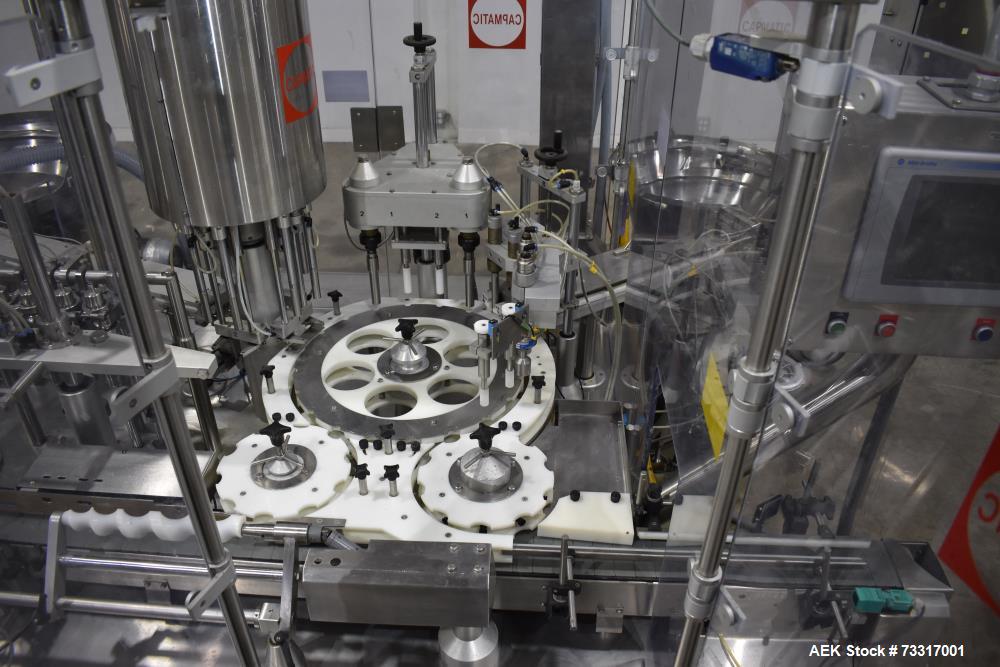 Used Capmatic Intrepid Model 4A/X-PP-222 Monoblock Filler, Plugger & Capper – 60 CPM Capacity
