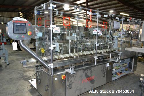 Used Capmatic Straight Line Automatic “Puck Style” Fragrance Line, Model Patriot L, S/N PA03101111, new 2004.  3/60/480V/20A.  6 Head Straight Line Vacuum Filler, Model Vacufill, S/N RV03101110, with...
