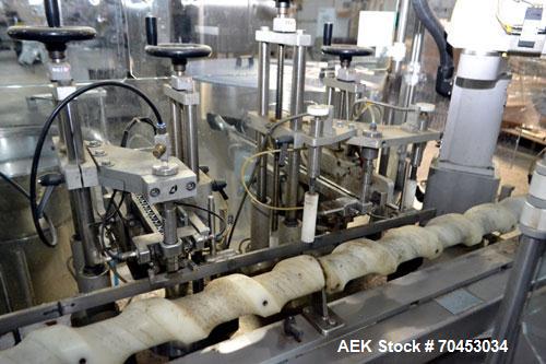 Used Capmatic Straight Line Automatic “Puck Style” Fragrance Line, Model Patriot L, S/N PA03101111, new 2004.  3/60/480V/20A.  6 Head Straight Line Vacuum Filler, Model Vacufill, S/N RV03101110, with...