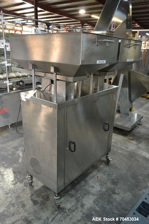 Used Capmatic Straight Line Automatic “Puck Style” Fragrance Line, Model Patriot L, S/N PA03101111, new 2004.  3/60/480V/20A.  6 Head Straight Line Vacuum Filler, Model Vacufill, S/N RV03101110, with...