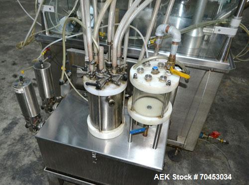 Used Capmatic Straight Line Automatic “Puck Style” Fragrance Line, Model Patriot L, S/N PA03101111, new 2004.  3/60/480V/20A.  6 Head Straight Line Vacuum Filler, Model Vacufill, S/N RV03101110, with...